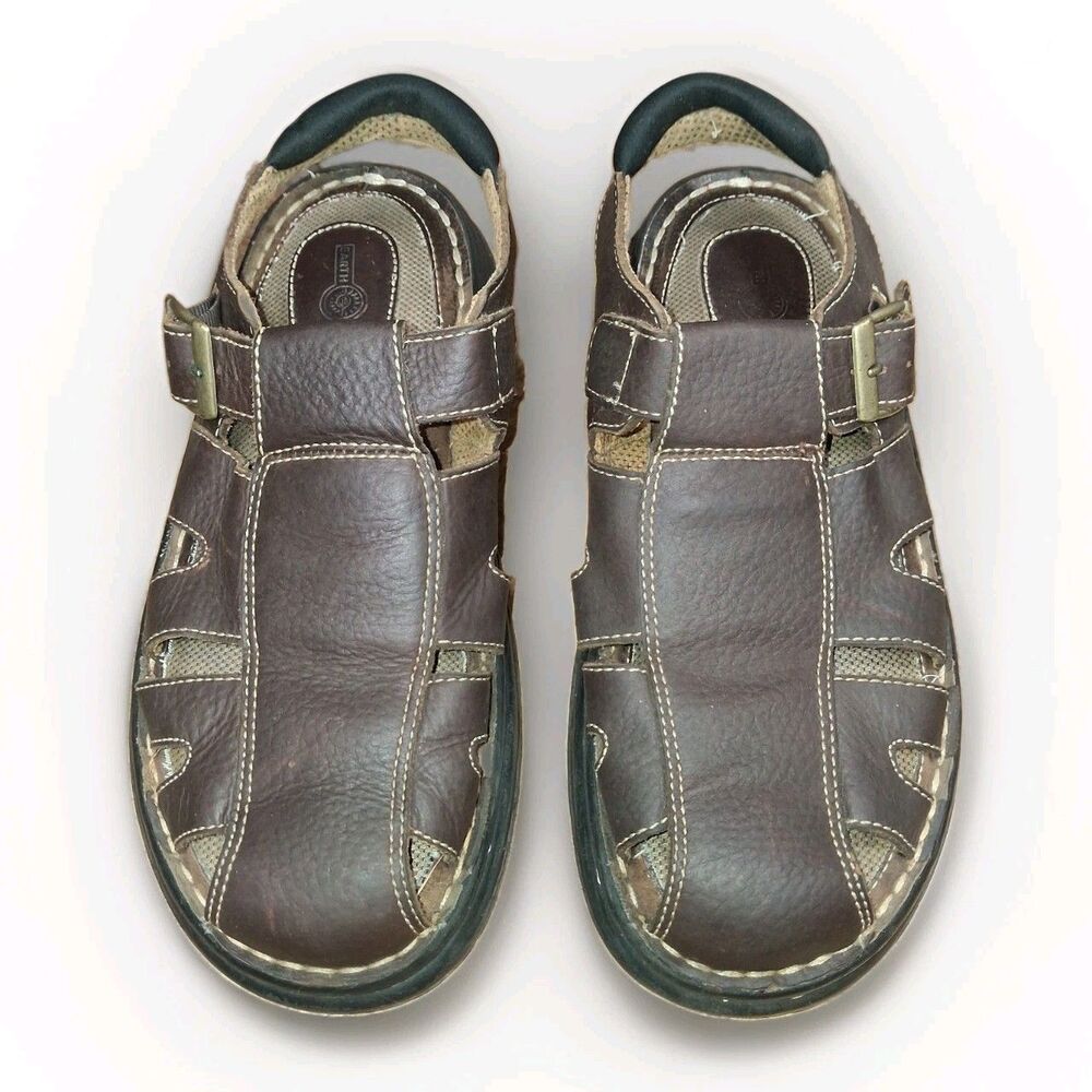 Earth Shoe Simon Men's Brown Leather Fisherman Sandals Size 10 Casual Outdoor
